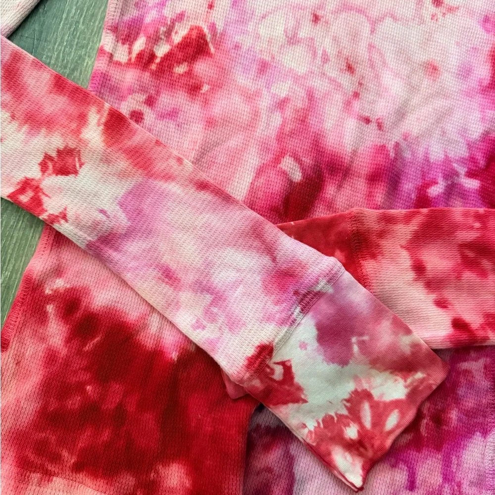 Junk Gypsy Mama Tried Women's Red/Pink Tie-Dye Long Sleeve Tee. - Picture 6 of 9